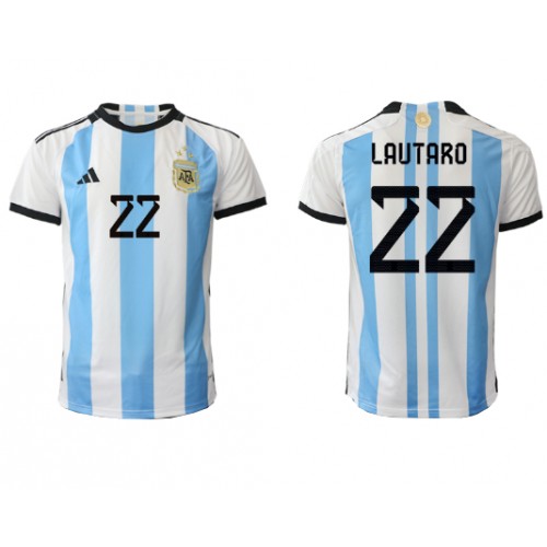 Fotballdrakt Herre Argentina Lautaro Martinez #22 Hjemmedrakt VM 2022 Kortermet